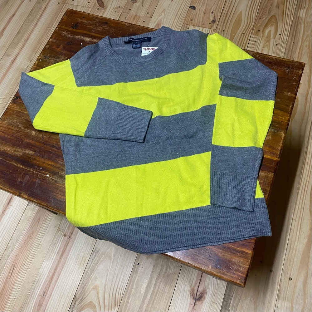 French connection lime green/grey sweater